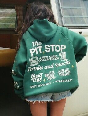 Starbucks x Dandy Worldwide Green Hoodie Jacket - 'The Pit Stop' Graphic